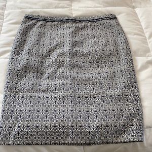 Tory Burch Heidi Navy/ White Straight Pencil Skirt